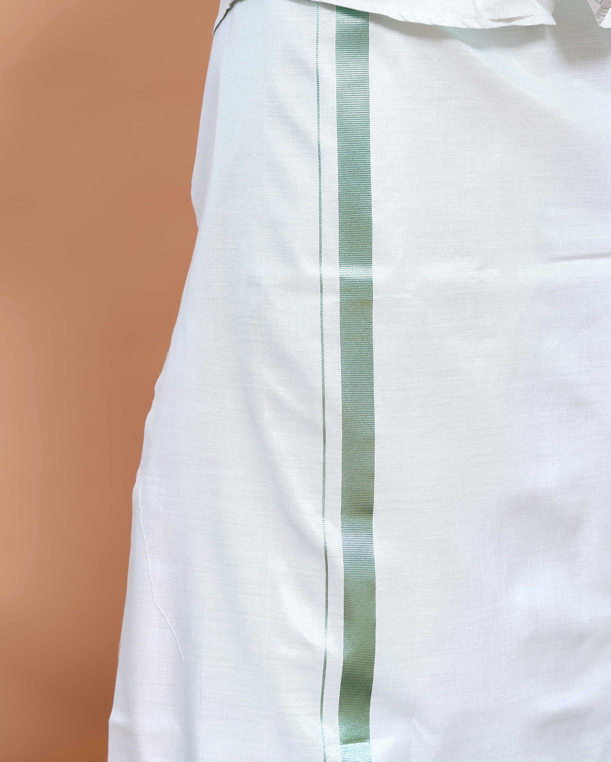 Elegant Men's Ethnic Full Sleeve Shirt & Dhoti Set with Traditional Border - Silver