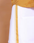 Elegant Men's Ethnic Full Sleeve Shirt & Dhoti Set with Traditional Border - Yellow-shirt