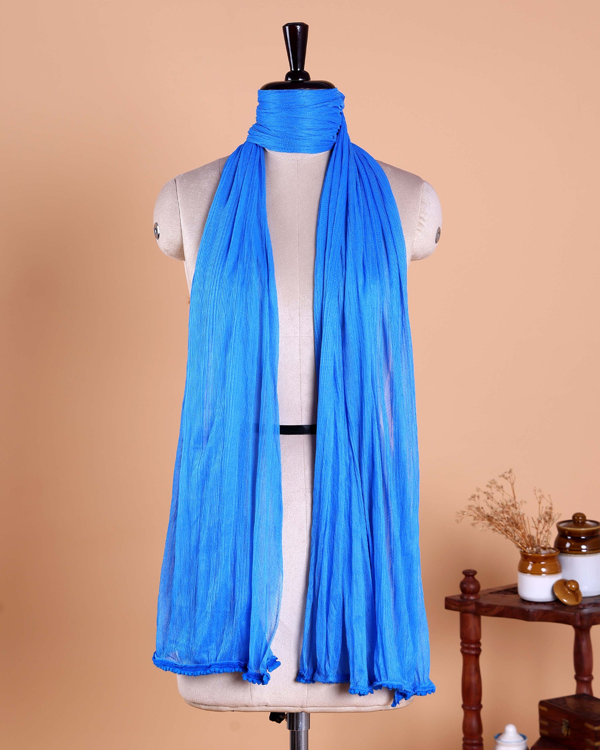 Elegant Minimalist Solid Women’s Dupatta with Soft Draping and Finished Edges - Blue