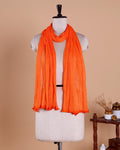 Elegant Minimalist Solid Women’s Dupatta with Soft Draping and Finished Edges - Orange
