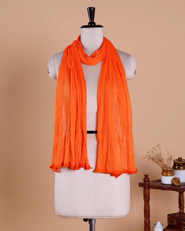 Elegant Minimalist Solid Women’s Dupatta with Soft Draping and Finished Edges - Orange