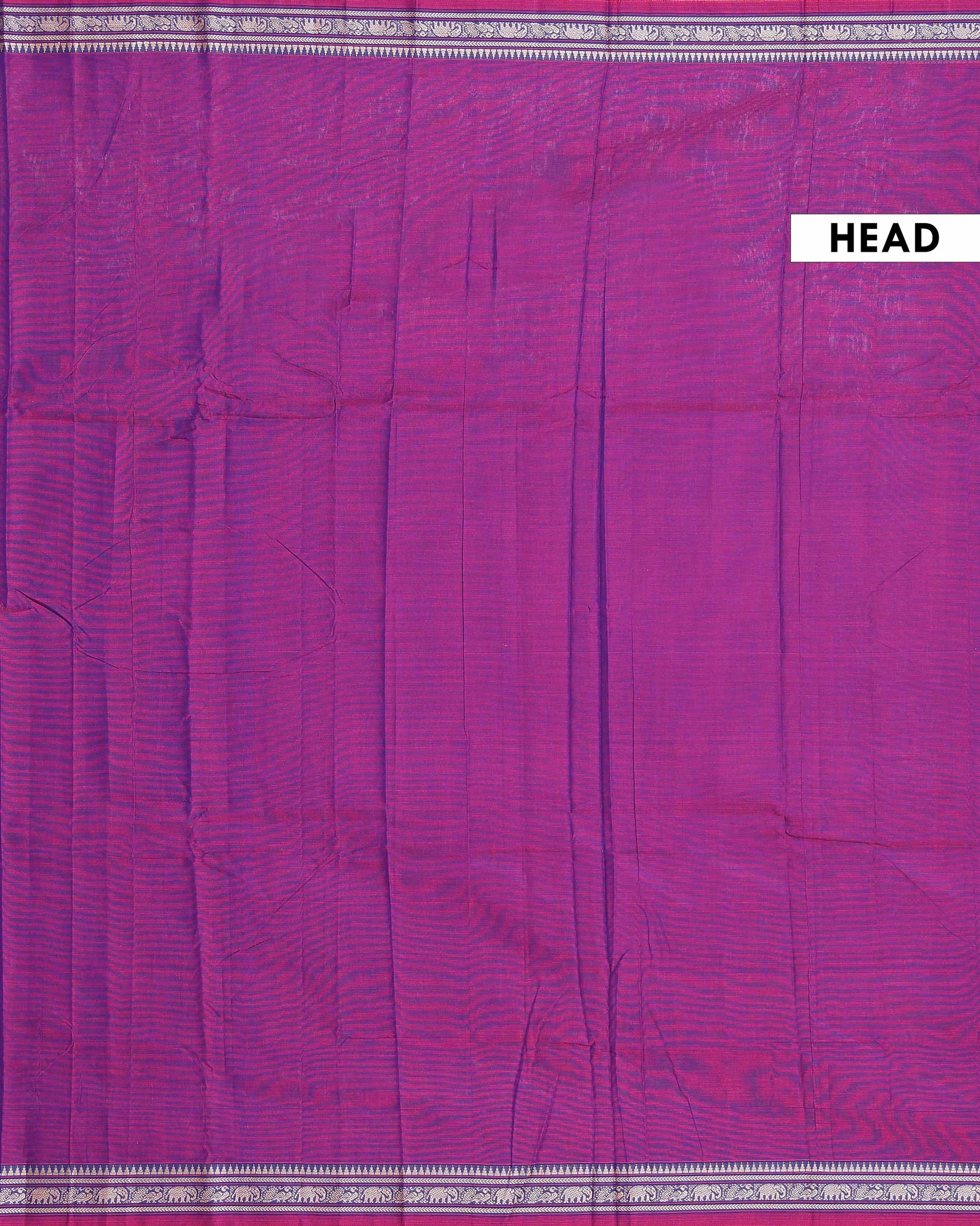 Elegant Narayanpet Cotton Saree with Traditional Temple Border Intricate Elephant Motif Zari Design & Classic Handloom Weave - Purple