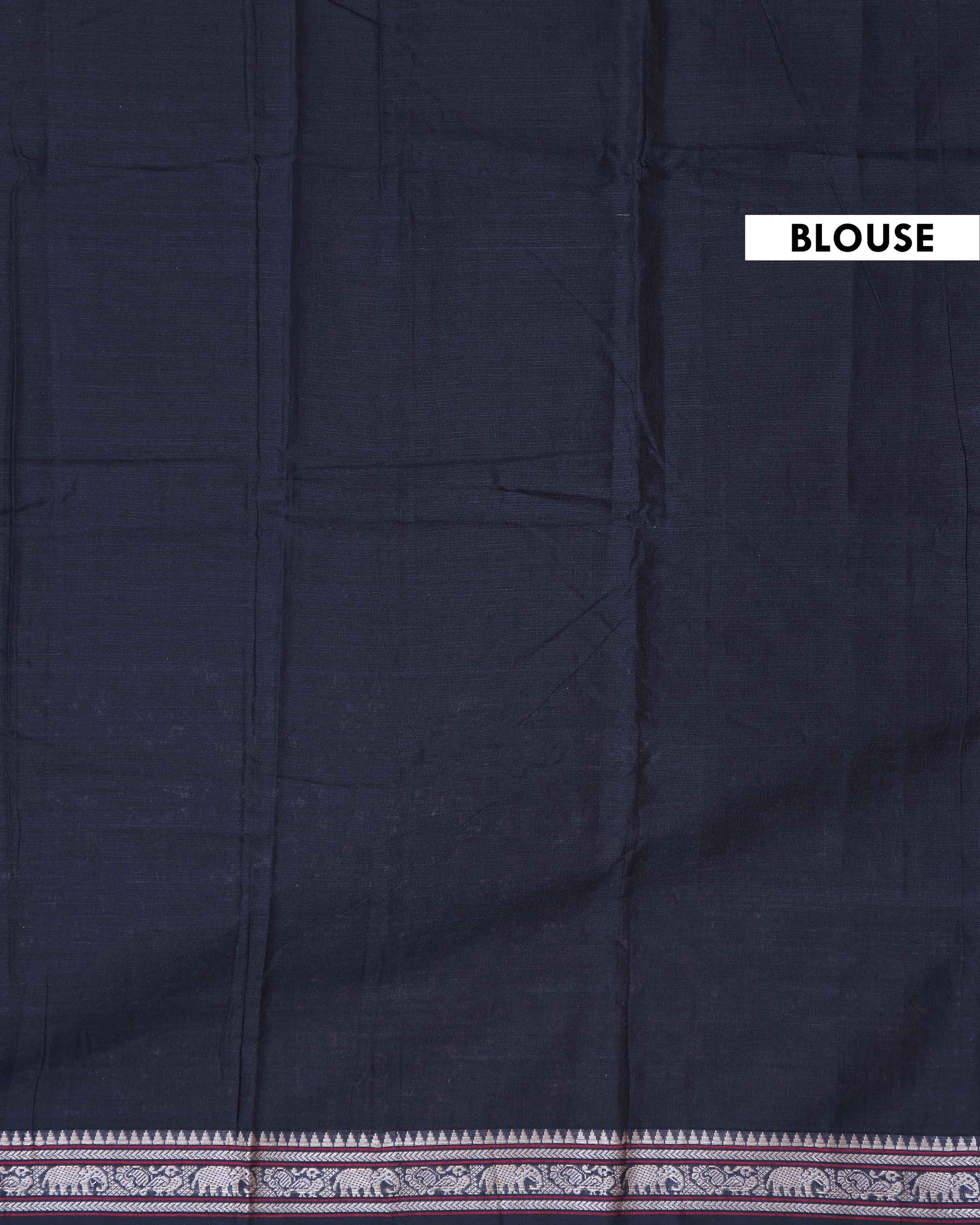 Elegant Narayanpet Cotton Saree with Traditional Temple Border Intricate Elephant Motif Zari Work - Black