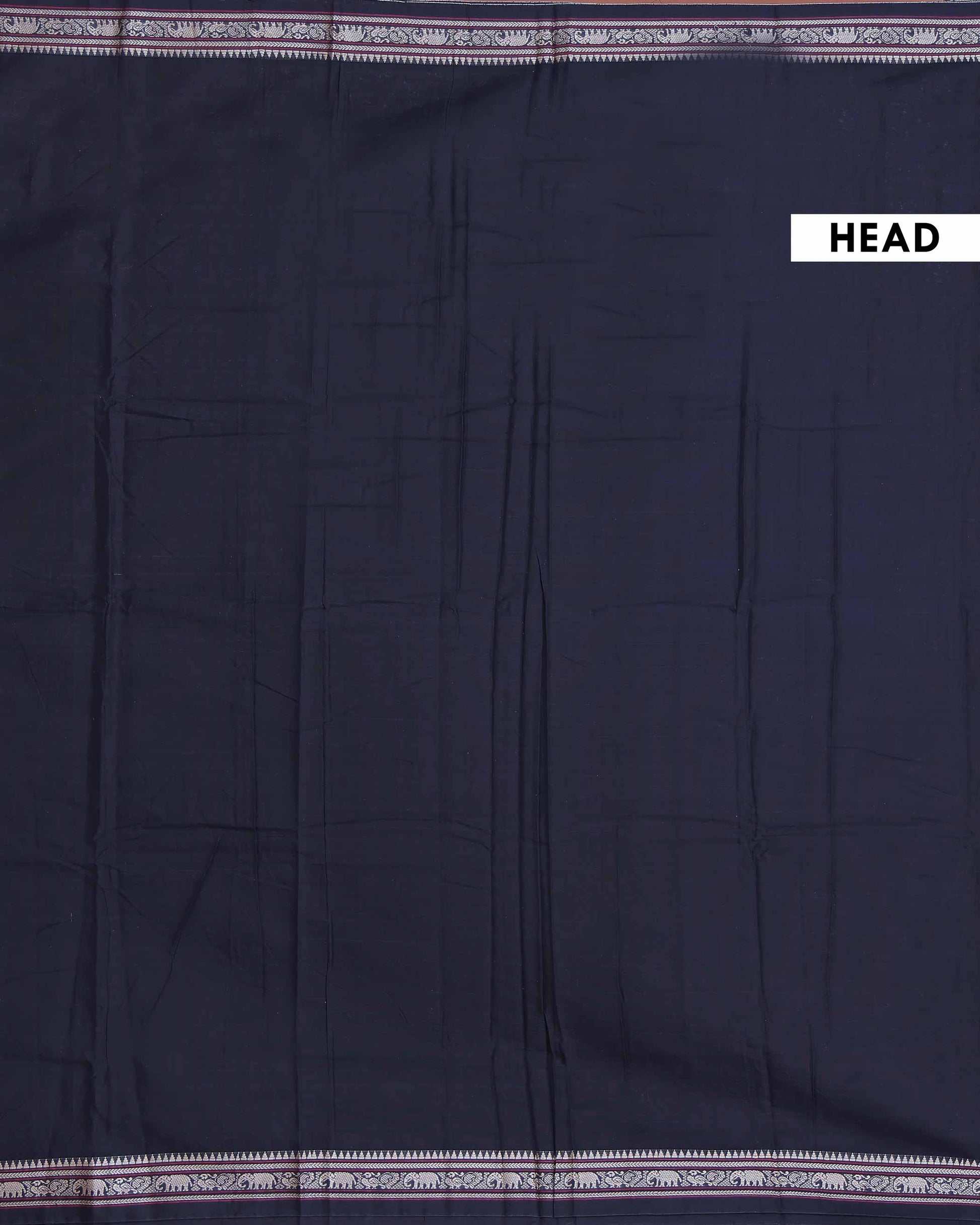 Elegant Narayanpet Cotton Saree with Traditional Temple Border Intricate Elephant Motif Zari Work - Black