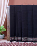 Elegant Narayanpet Cotton Saree with Traditional Temple Border Intricate Elephant Motif Zari Work - Black