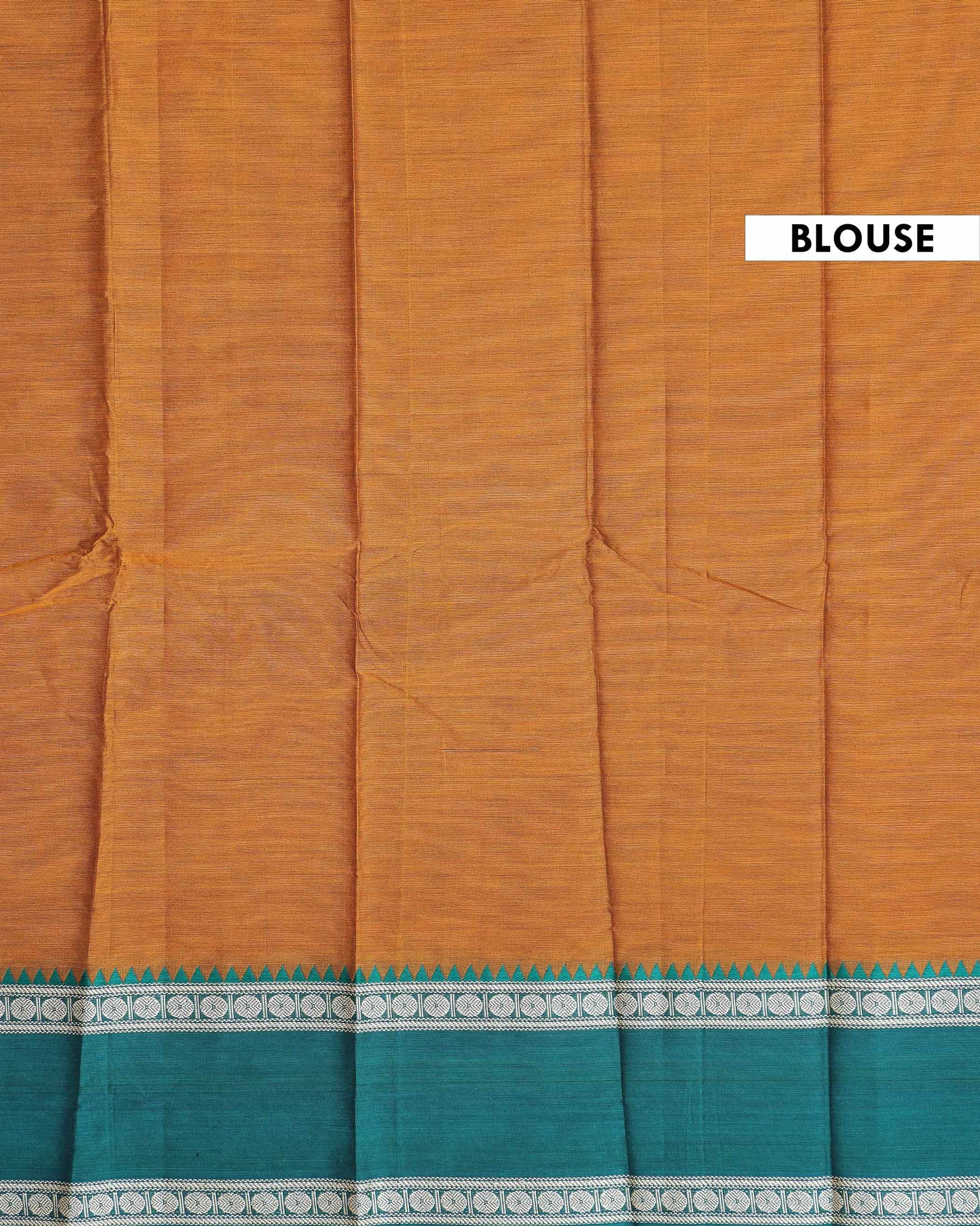 Elegant Narayanpet Handloom Cotton Saree with Contrast Temple Border Intricate Geometric Zari Motifs - Mustard