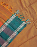 Elegant Narayanpet Handloom Cotton Saree with Contrast Temple Border Intricate Geometric Zari Motifs - Mustard