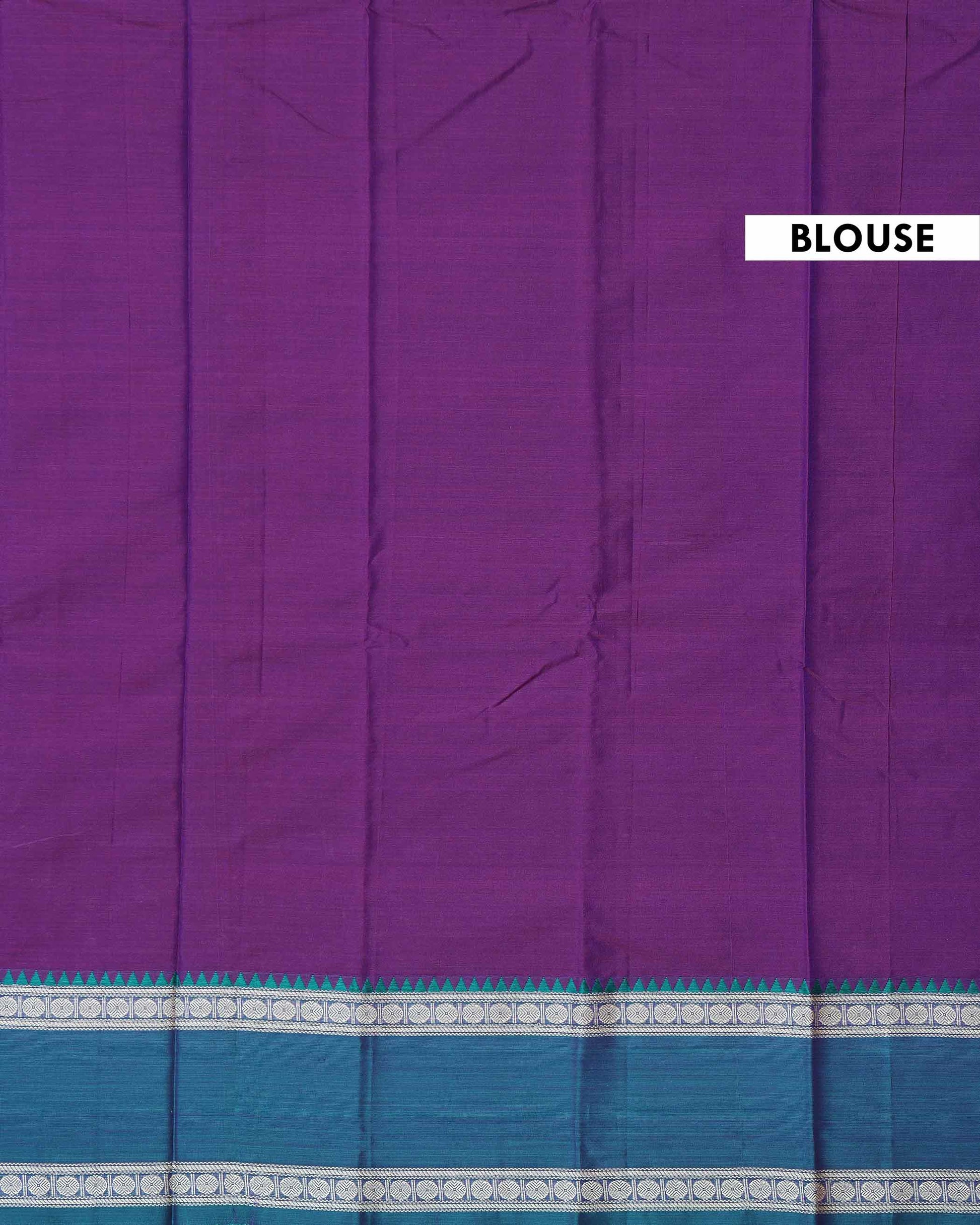 Elegant Narayanpet Handloom Cotton Saree with Contrast Temple Border Intricate Geometric Zari Motifs - Purple
