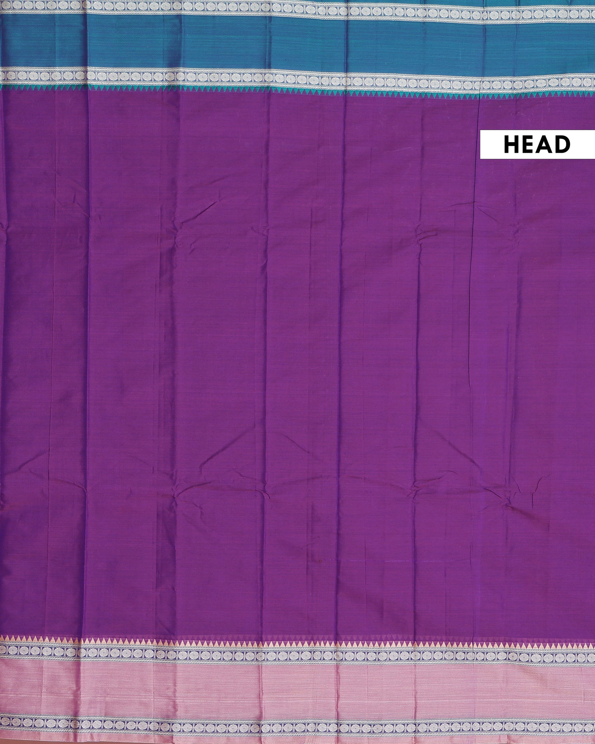 Elegant Narayanpet Handloom Cotton Saree with Contrast Temple Border Intricate Geometric Zari Motifs - Purple