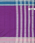 Elegant Narayanpet Handloom Cotton Saree with Contrast Temple Border Intricate Geometric Zari Motifs - Purple