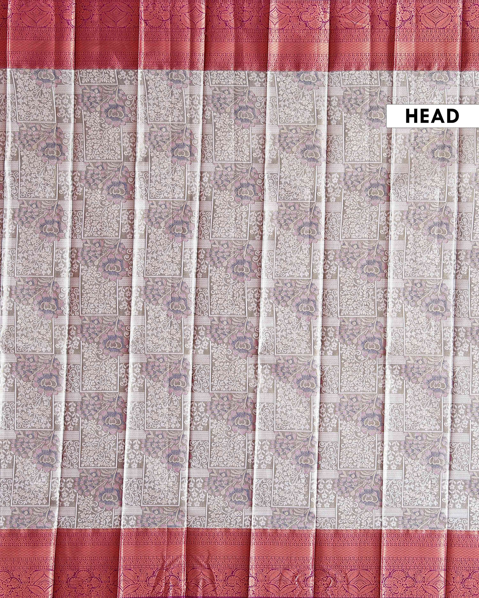 Elegant Niranjana Silk Saree Intricate All-Over Floral Weaving and Rich Traditional Border - Grey