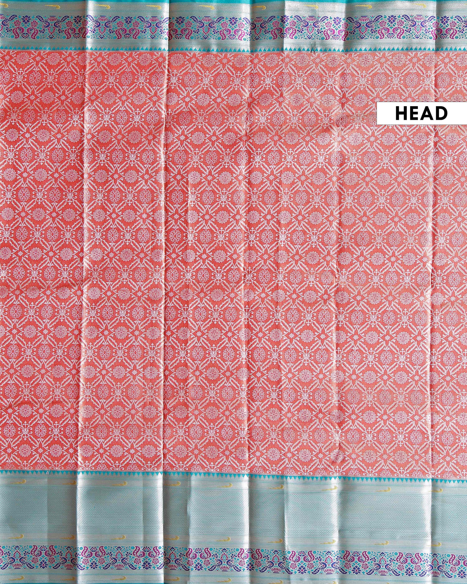 Elegant Niranjana Silk Saree Intricate Brocade Floral Patterns and Classic Designer Border - Peach