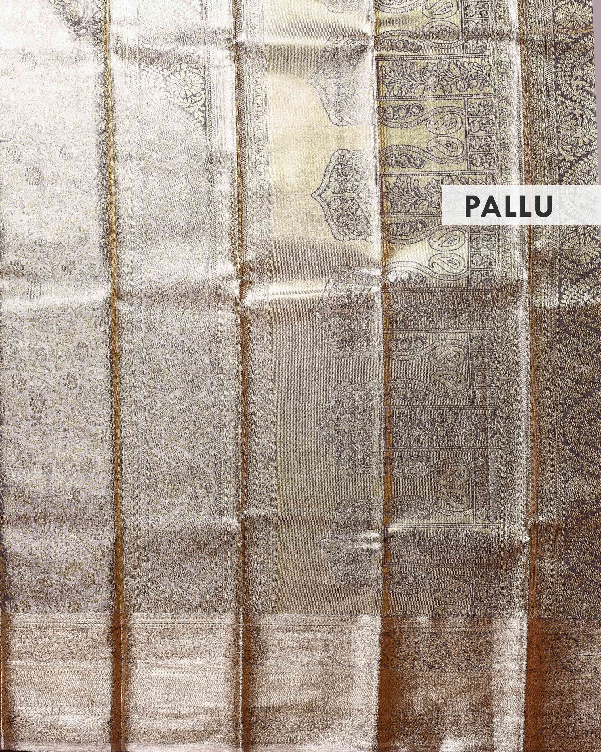 Elegant Niranjana Silk Saree with All-Over Zari Woven Floral Design and Rich Border - Brown-Pallu