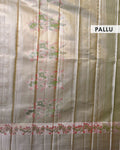 Elegant Niranjana Silk Saree with Floral Brocade Weaving and Contrasting Zari Border - Green-Pallu