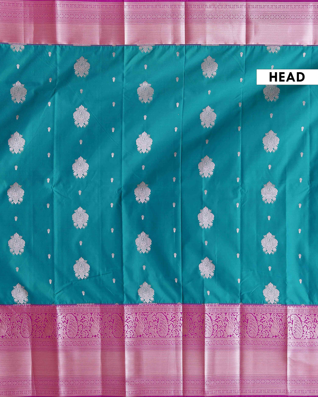 Elegant Niranjana Silk Saree with Intricate Floral Brocade Weaving and Rich Contrast Border - Teal