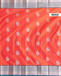 Elegant Niranjana Silk Saree with Intricate Floral Butta Weaving and Grand Traditional Zari Border - Orange