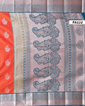 Elegant Niranjana Silk Saree with Intricate Floral Butta Weaving and Grand Traditional Zari Border - Orange