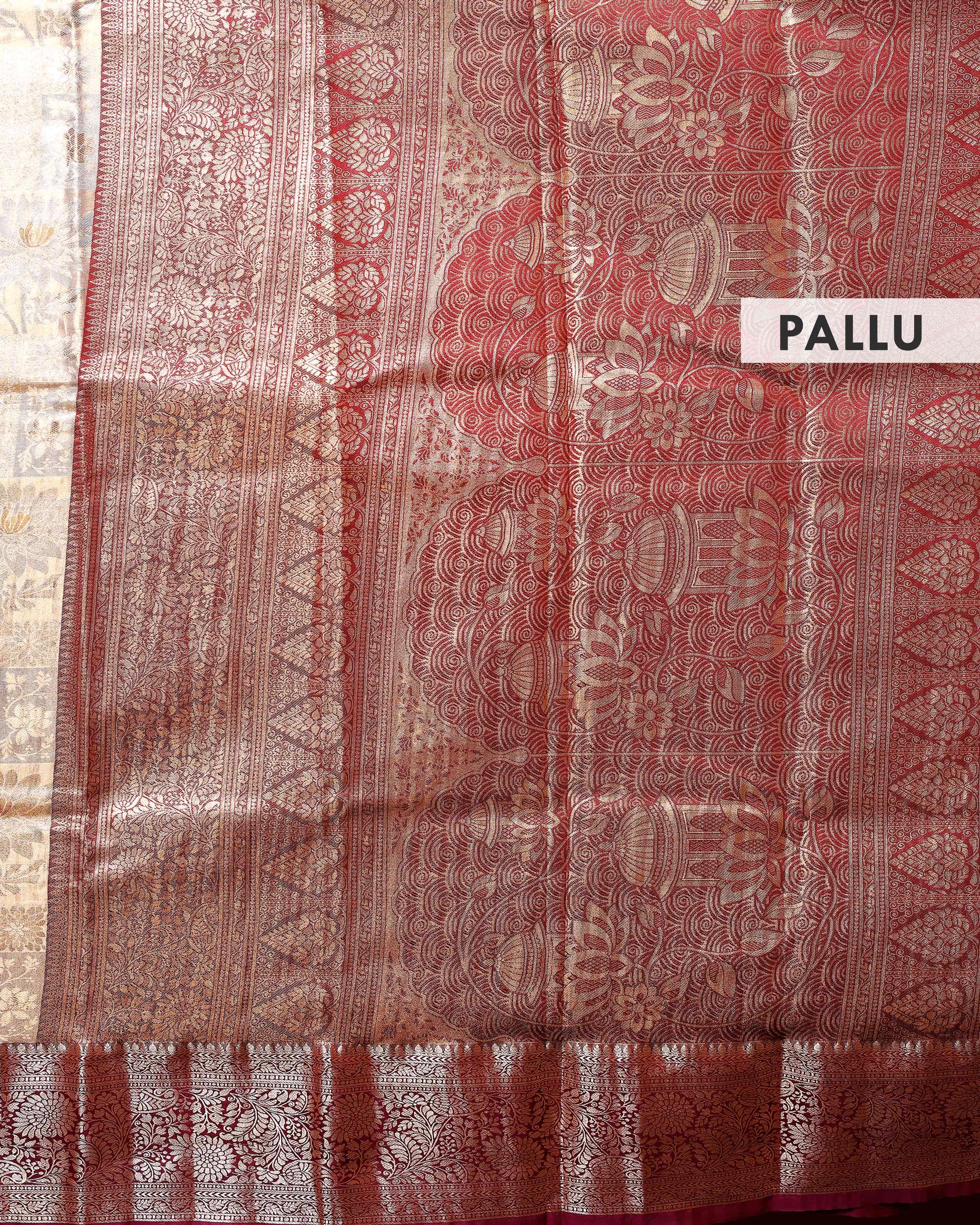 Elegant Niranjana Silk Saree with Intricate Zari Weaving and Contrasting Floral Border - Brown-Pallu