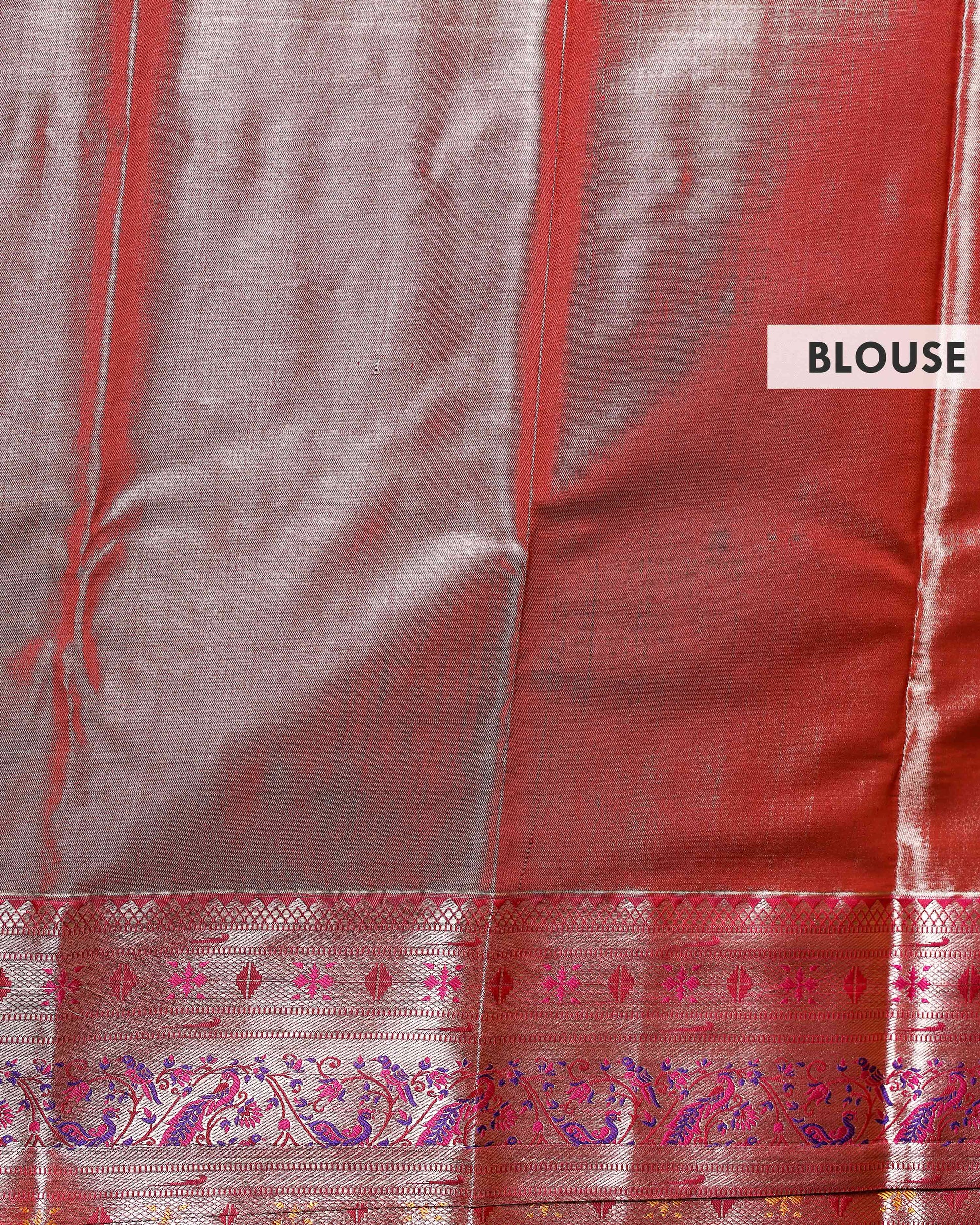 Elegant Niranjana Silk Saree with Intricate Zari Weaving and Traditional Border Motifs - Orange-Blouse