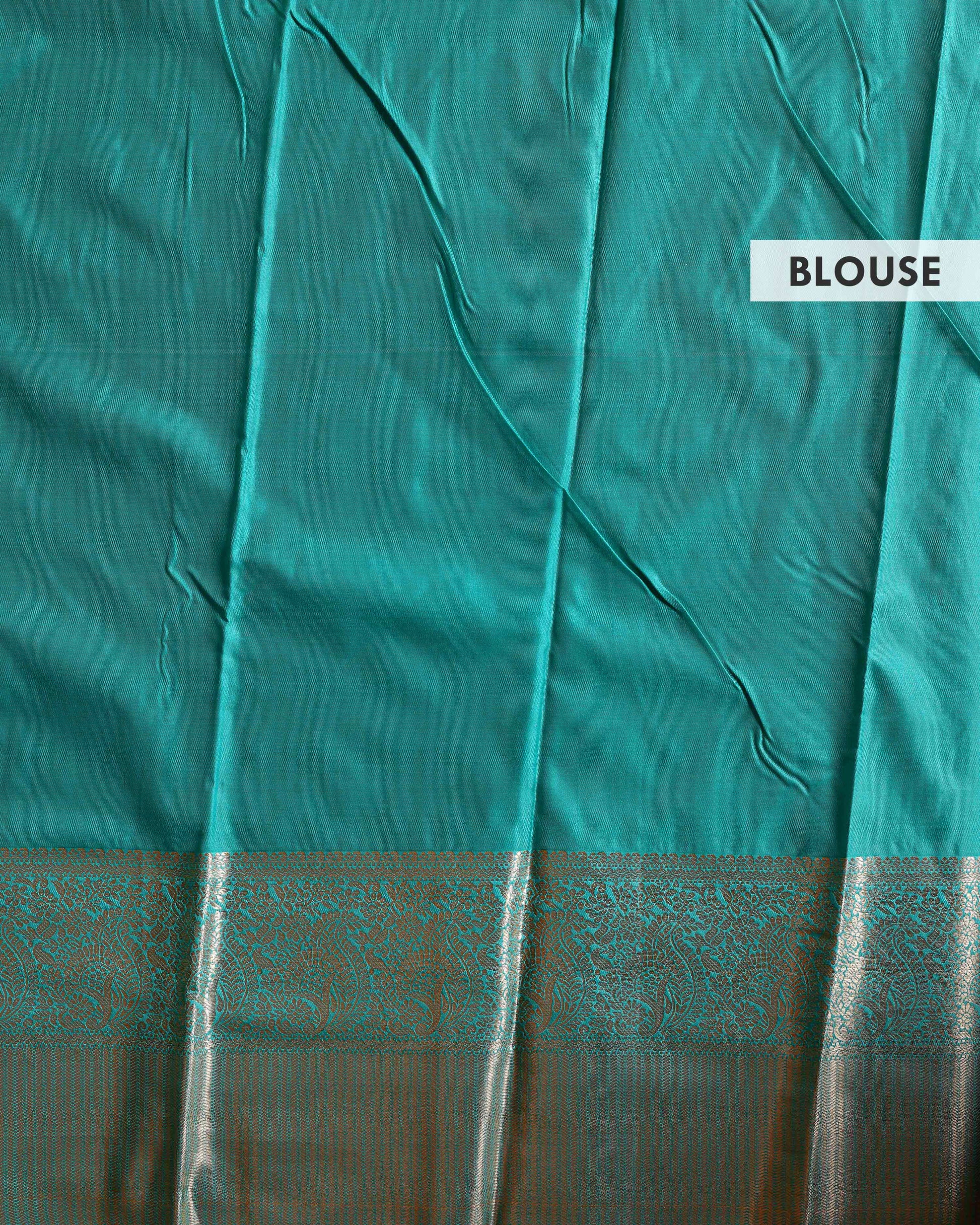 Elegant Niranjana Silk Saree with Striped Body, Zari Buttas and Elegant Contrast Border - Green-Blouse