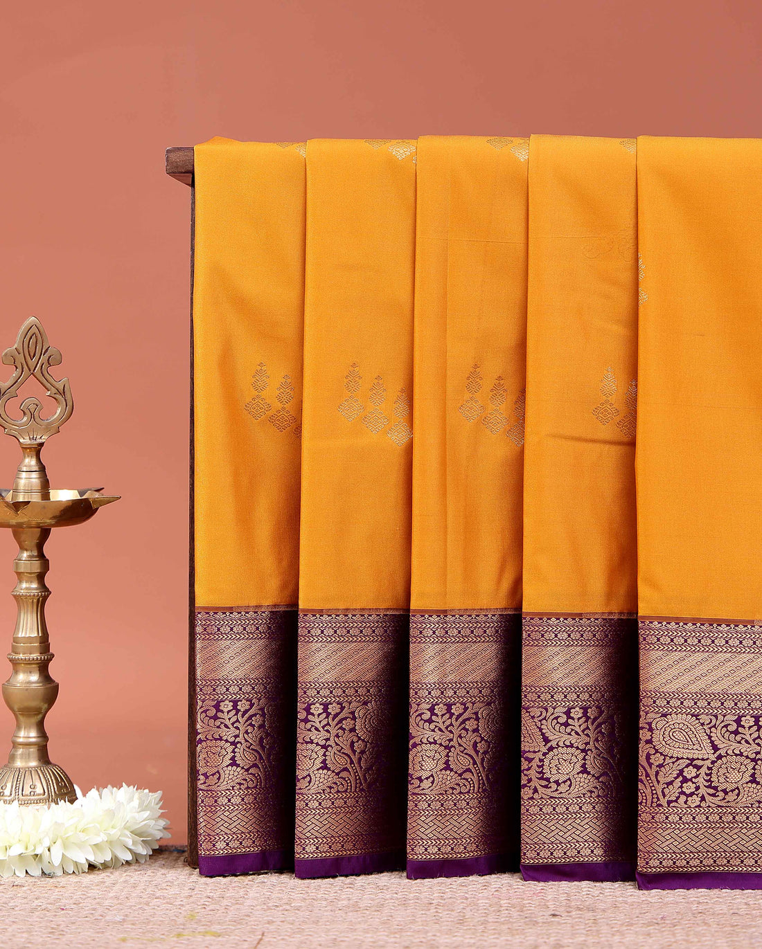 Elegant Niranjana Silk Saree with Subtle Zari Buttas and Grand Brocade Traditional Border - Yellow