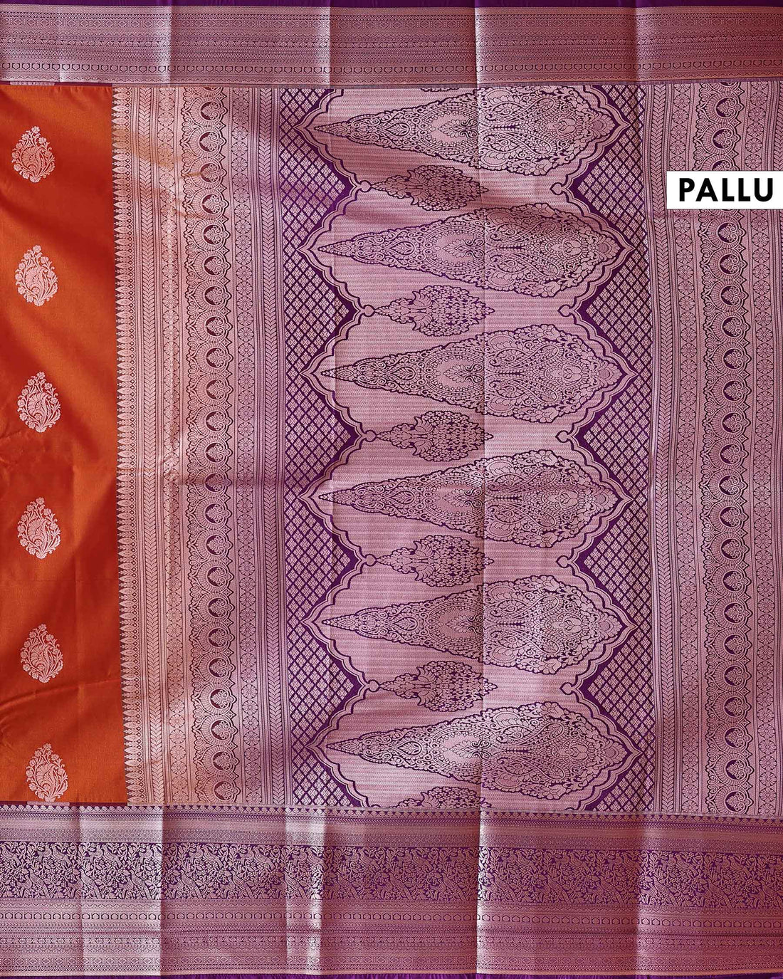 Elegant Niranjana Silk Saree with Traditional Woven Buttas and Contrasting Zari Pallu - Orange