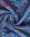 Elegant Paisley Floral Jacquard Art Silk Saree with Woven Border and All-Over Intricate Motif Design - Blue-Close Up