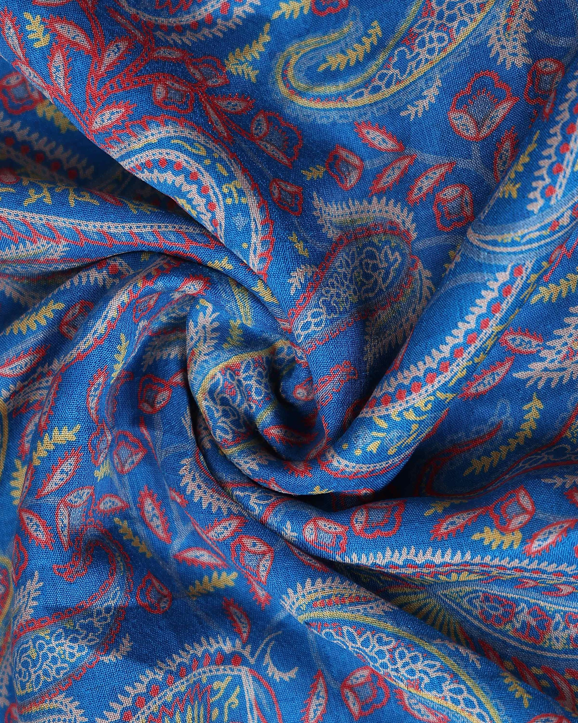 Elegant Paisley Floral Jacquard Art Silk Saree with Woven Border and All-Over Intricate Motif Design - Blue-Close Up