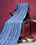 Elegant Paisley Floral Jacquard Art Silk Saree with Woven Border and All-Over Intricate Motif Design - Blue
