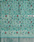Elegant Paithani Saree with Elaborate Peacock and Floral Weaving on the Pallu -Green-Blouse