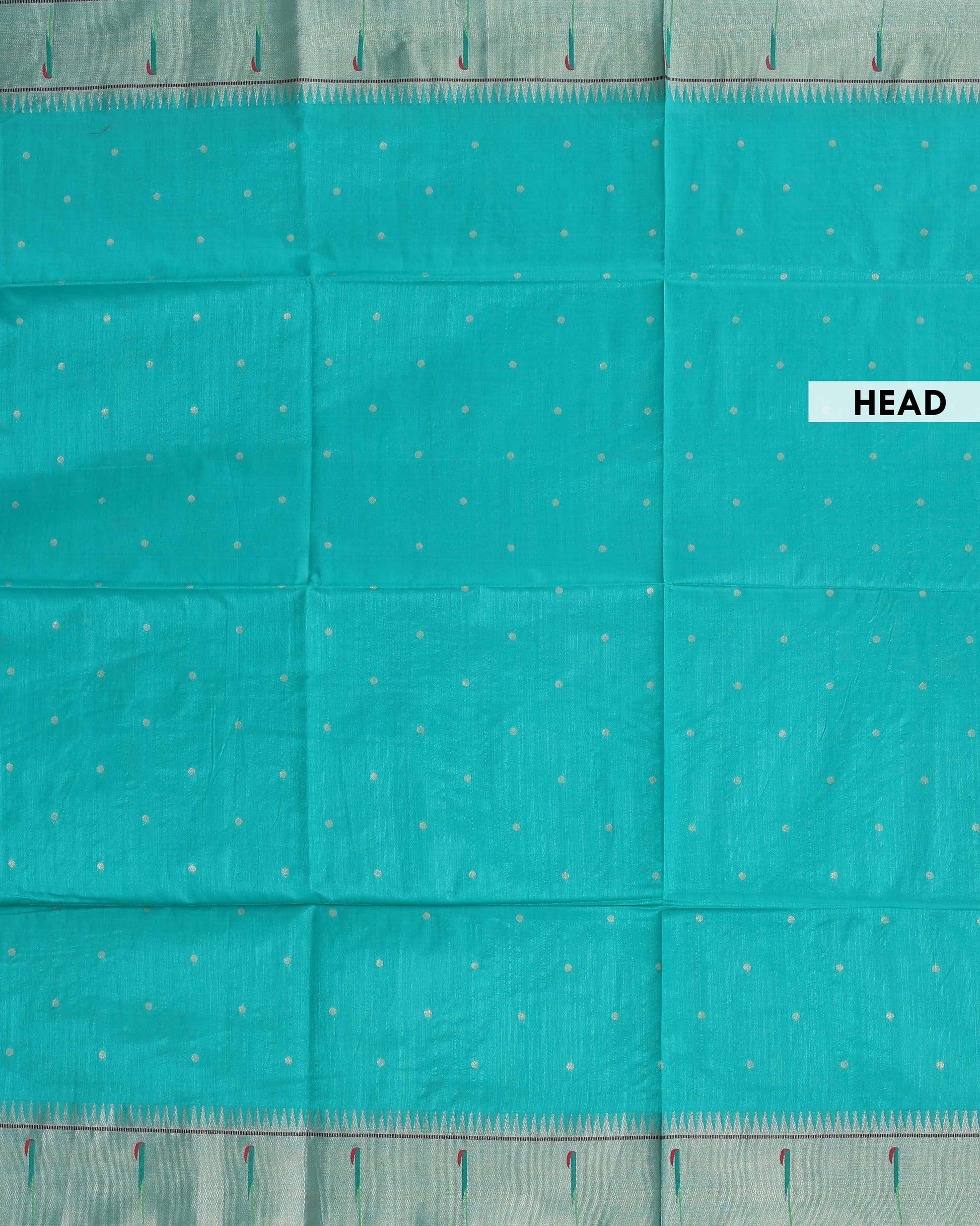 Elegant Paithani Saree with Elaborate Peacock and Floral Weaving on the Pallu -Green-Head