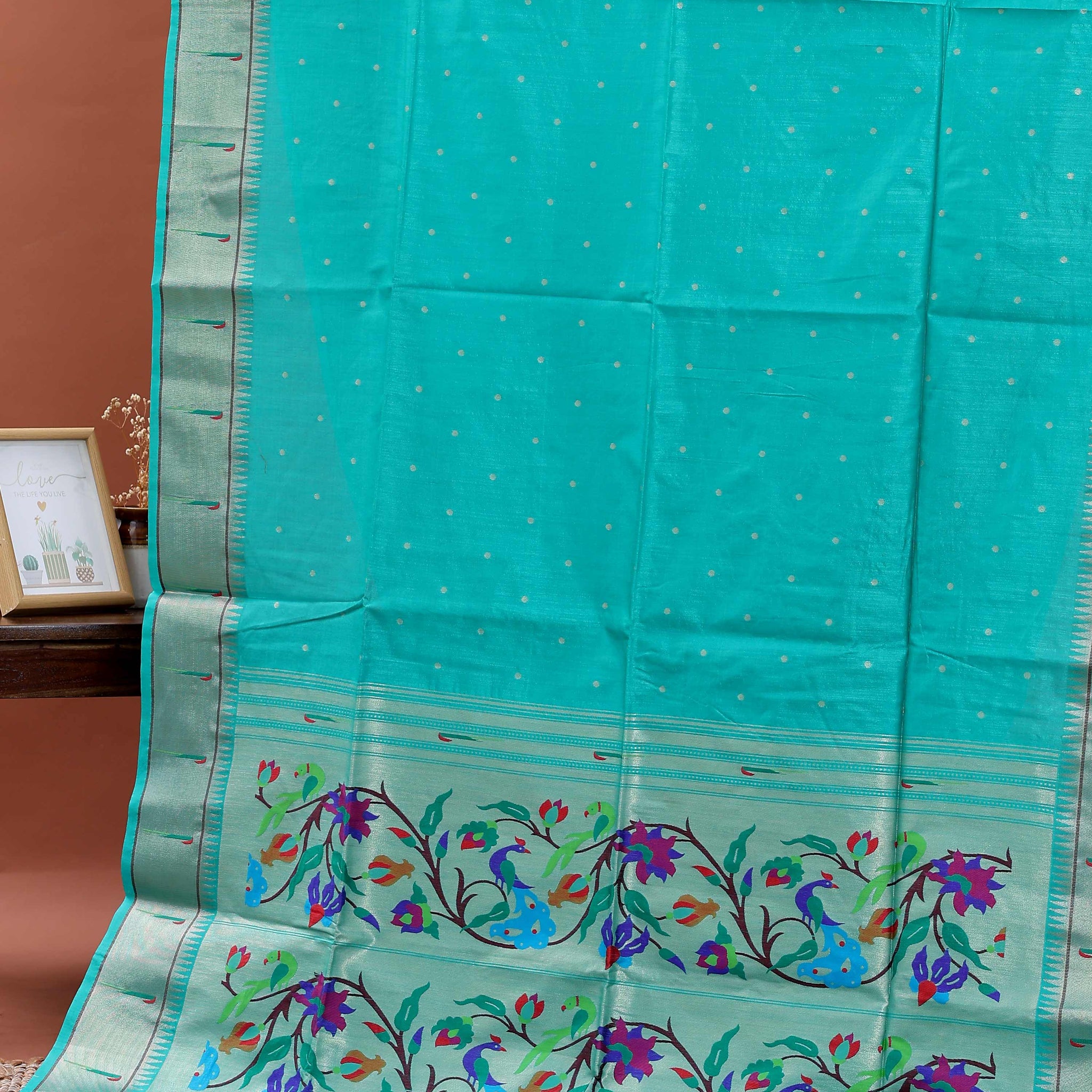 Elegant Paithani Saree with Elaborate Peacock and Floral Weaving on the Pallu -Green