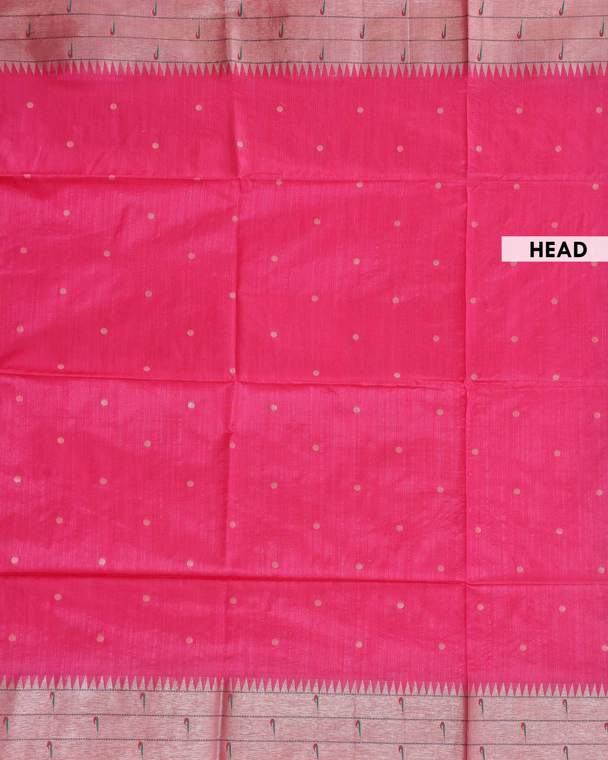 Elegant Paithani Saree with Elaborate Peacock and Floral Weaving on the Pallu - Pink-head