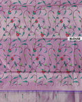 Elegant Paithani Saree with Elaborate Peacock and Floral Weaving on the Pallu - Purple-BLOUSE