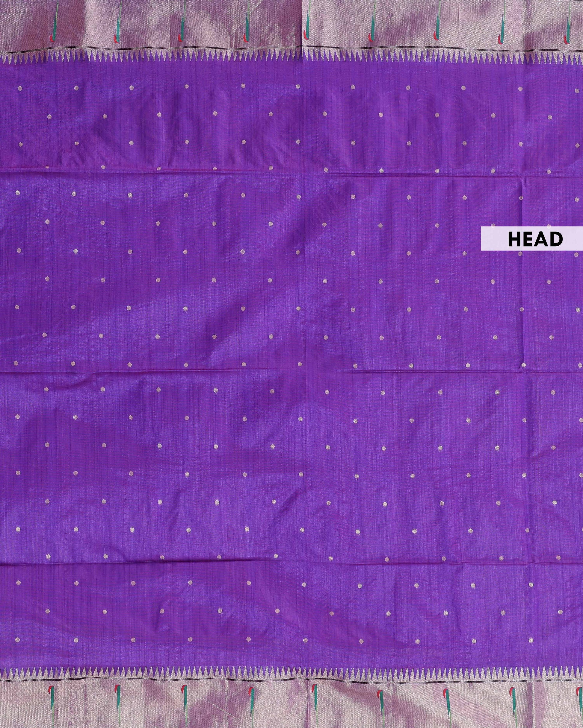 Elegant Paithani Saree with Elaborate Peacock and Floral Weaving on the Pallu - Purple-HEAD