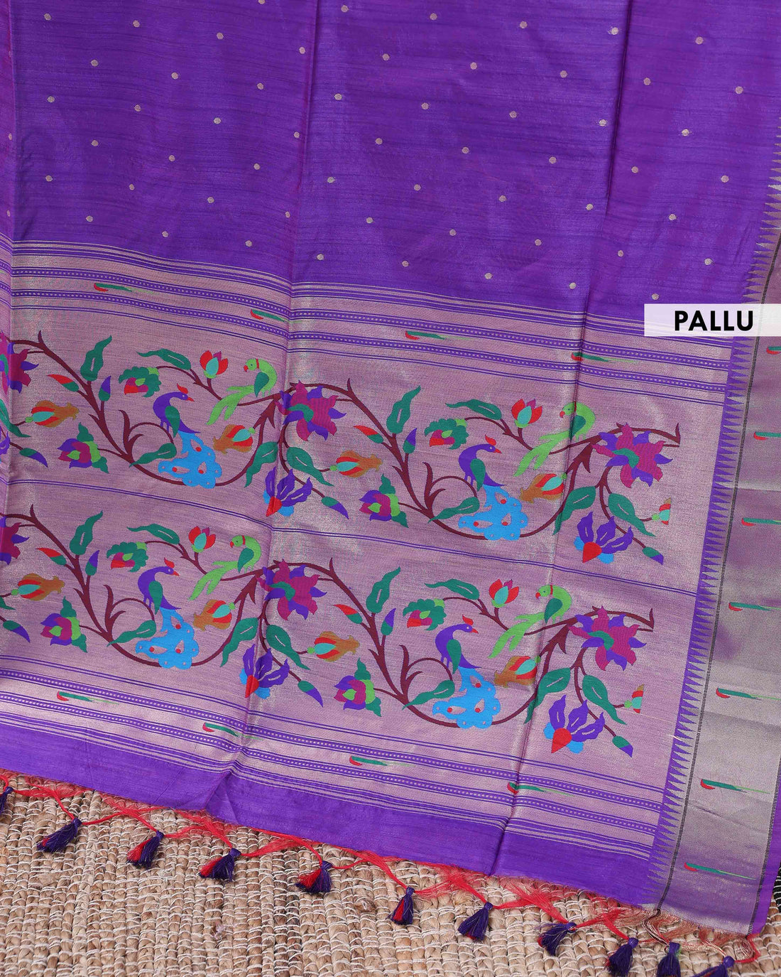 Elegant Paithani Saree with Elaborate Peacock and Floral Weaving on the Pallu - Purple