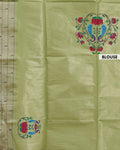 Elegant Paithani Saree with Traditional Peacock and Floral Motifs - Green-BLOUSE