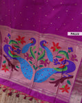Elegant Paithani Saree with Traditional Peacock and Floral Motifs - Purple-pallu