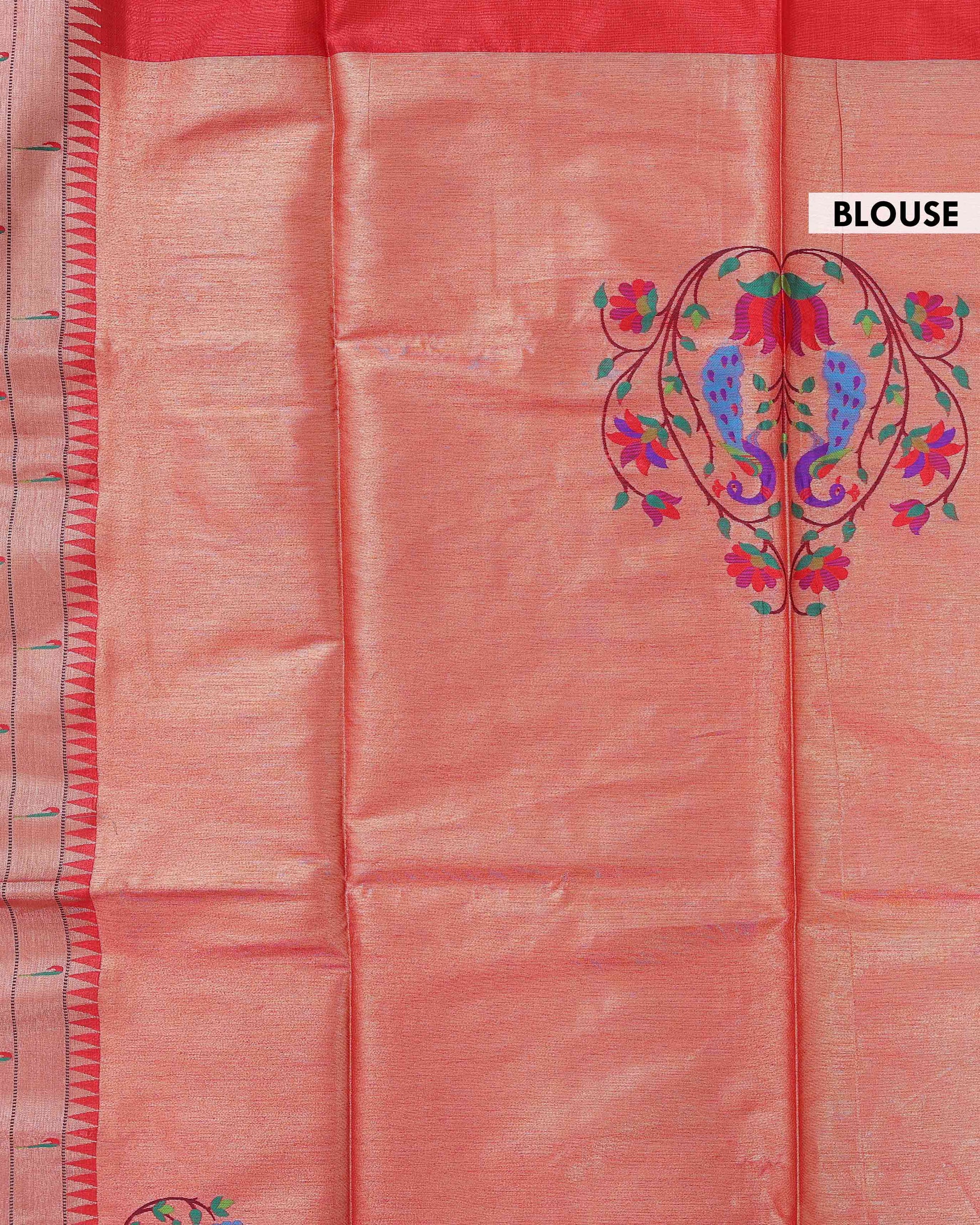 Elegant_Paithani_Saree_with_Traditional_Peacock_and_Floral_Motifs_-_Red-blouse