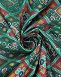Elegant Patola Handloom Saree with Woven Geometric and Floral Designs - Green-close