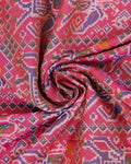 Elegant Patola Handloom Saree with Woven Geometric and Floral Designs - Red-close