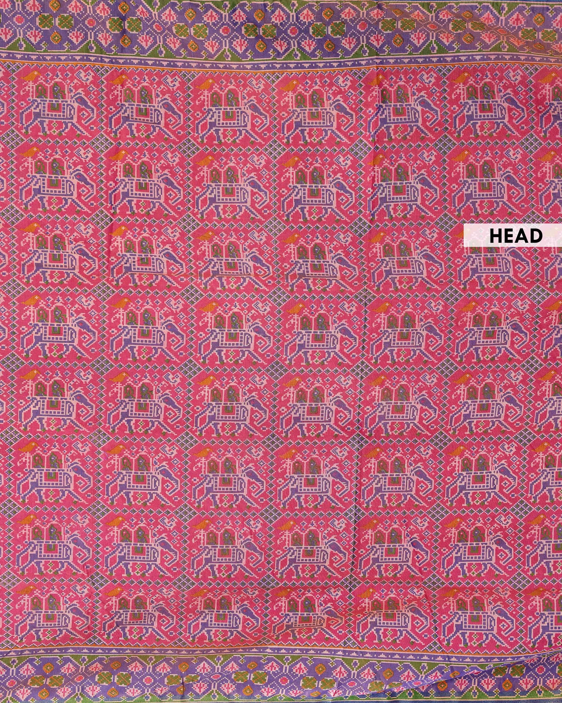 Elegant Patola Handloom Saree with Woven Geometric and Floral Designs - Red-head