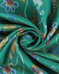 Elegant Patola Saree with Classic Peacock and Geometric Border - Green-pallu-Close