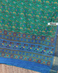Elegant Patola Saree with Classic Peacock and Geometric Border - Green-pallu
