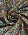 Elegant Patola Semi-Silk Saree with Intricate Geometric and Floral Motifs - Brown-close