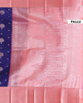 Elegant Premium Niranjana Silk Saree with Ornate Paisley Border and All-Over Zari Motifs - Blue