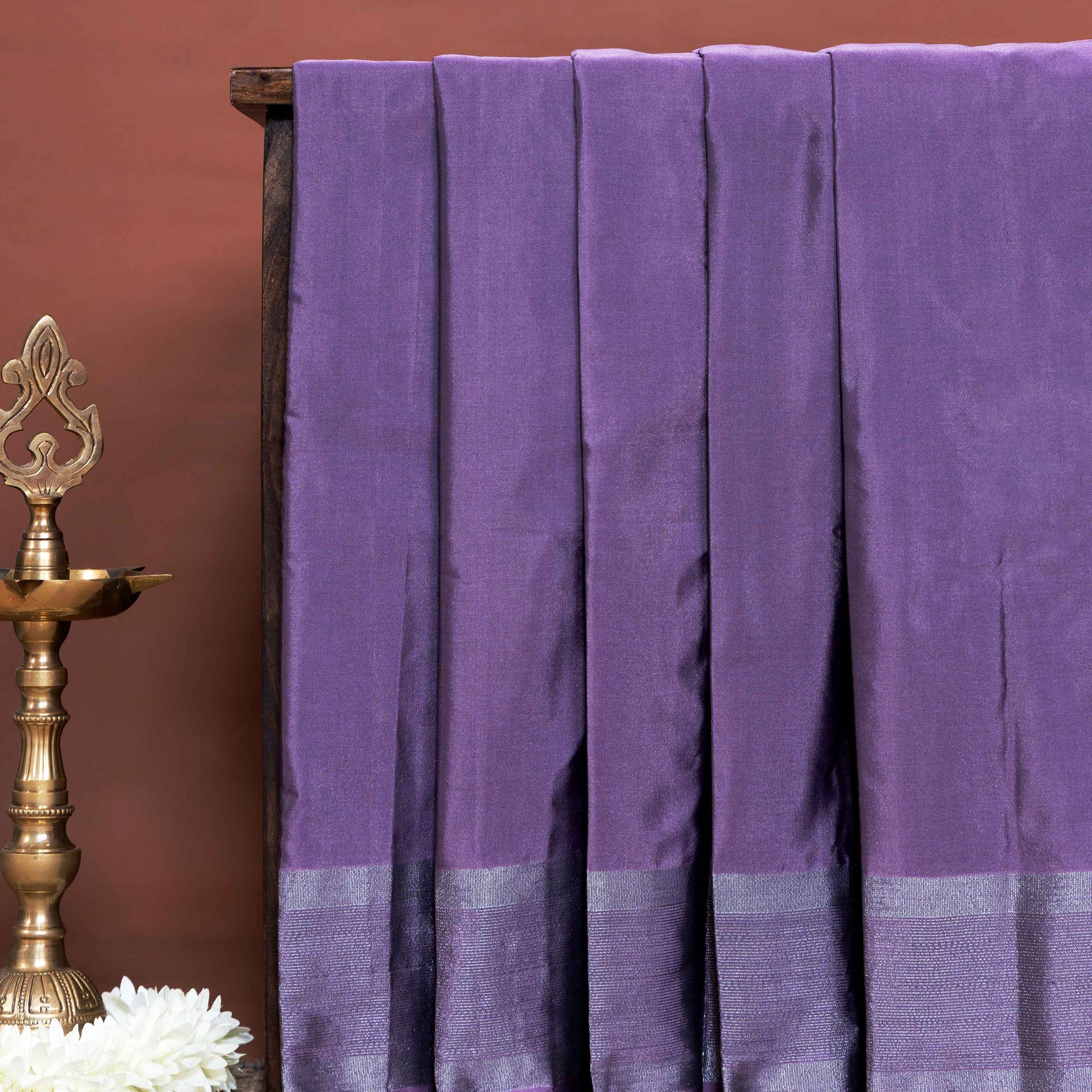 Elegant Premium Plain Body Soft Silk Saree Highlighted with Subtle Traditional Zari Border - Purple