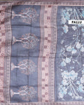 Elegant Printed Semi-Silk Saree with Intricate Floral Design and Zari Border - Black-Pallu