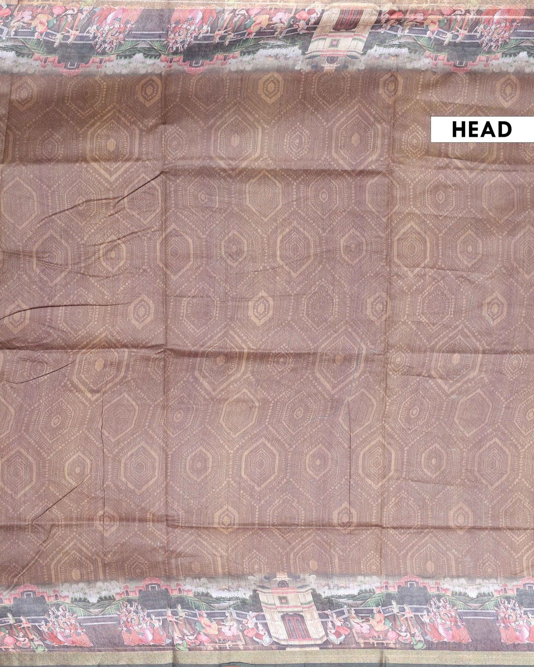 Elegant Printed Semi Silk Saree with Elaborate Border and Pallu - Brown