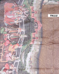 Elegant Printed Semi Silk Saree with Elaborate Border and Pallu - Brown-Pallu